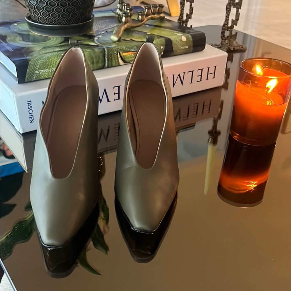 Bottega Veneta Almond Heels Shoes Olive Leather 39 (US 8)